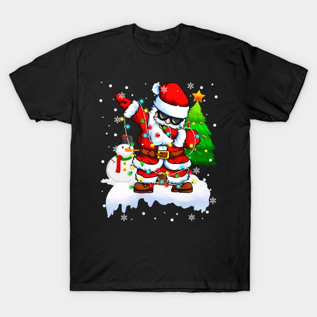 Christmas Lights Dabbing Santa Sunglasses Snowman Xmas Ugly Sweater T-Shirt by springins